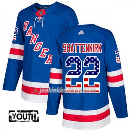 Lapsille NHL New York Rangers Pelipaita Kevin Shattenkirk 22 Adidas 2017-2018 Sininen USA Flag Fashion Authentic